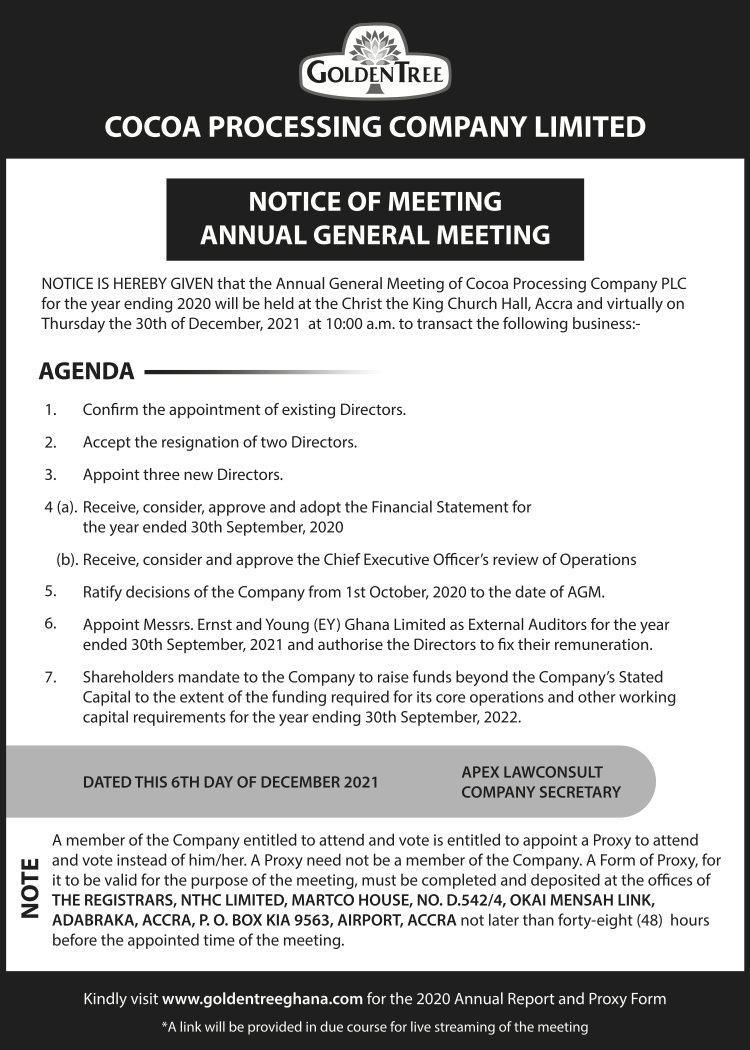 AGM Notice 2021